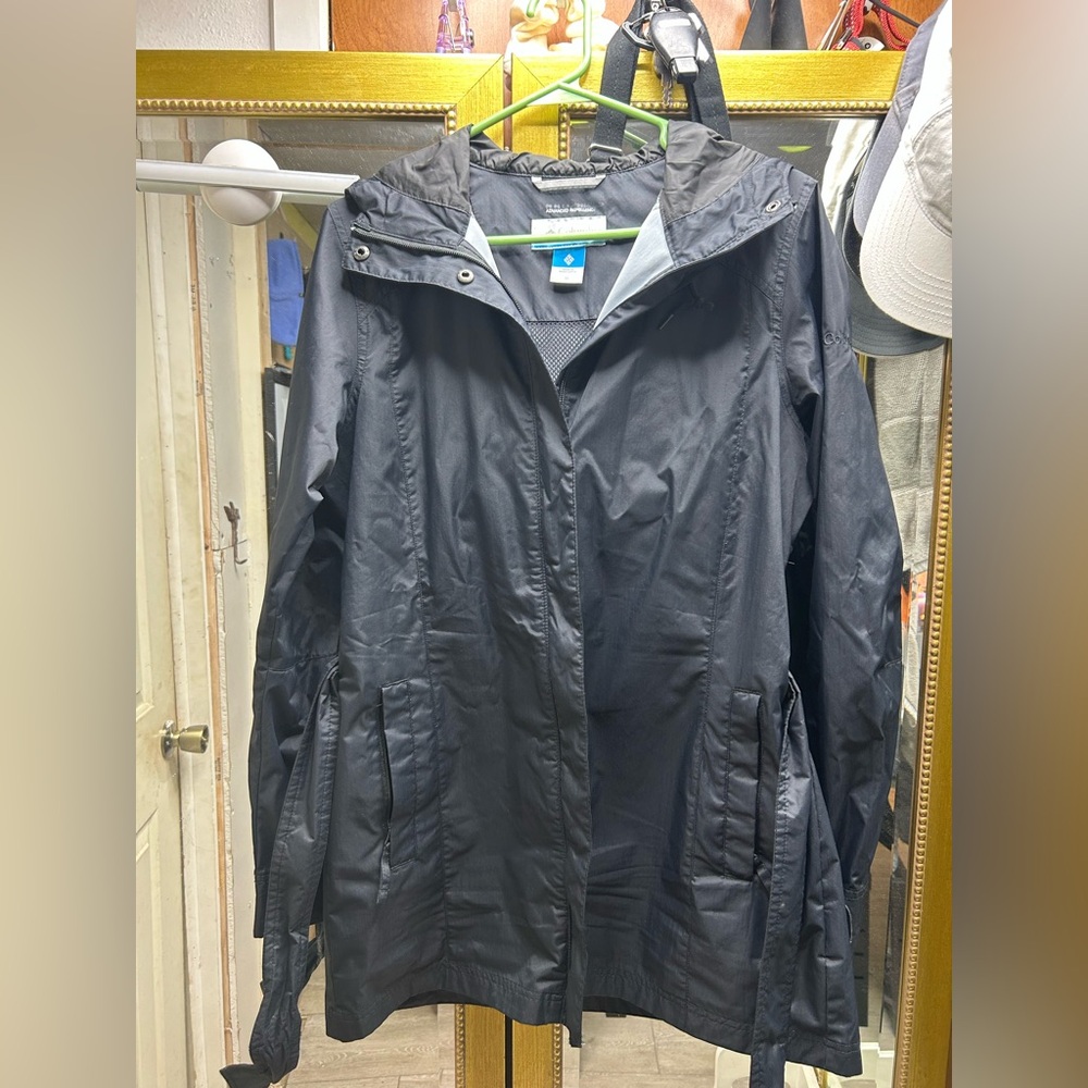 Columbia Black Hooded Trench Coat